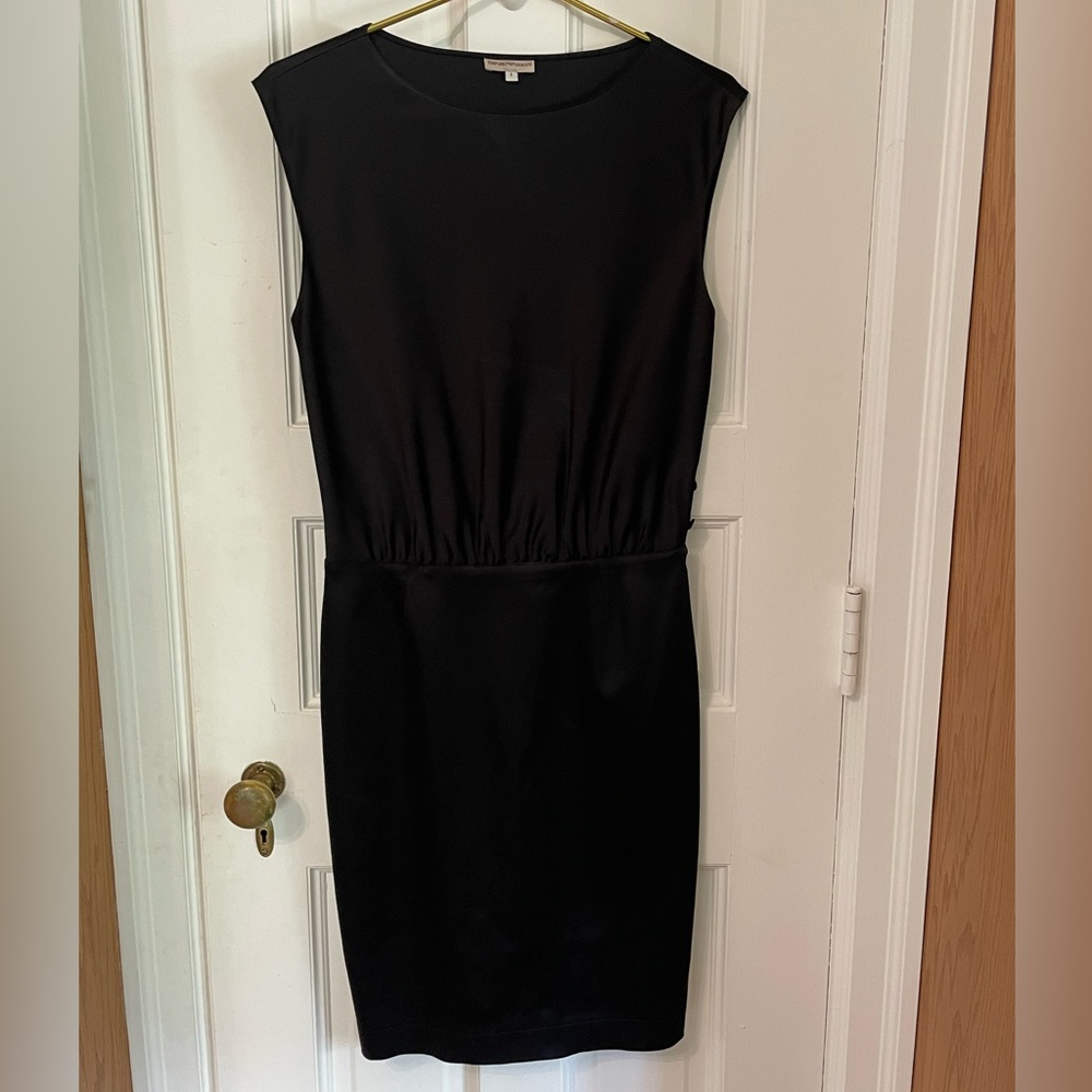 Emporio Armani Black Sleeveless Elastic Waist Sheath Dress Size 8 Made in Italy